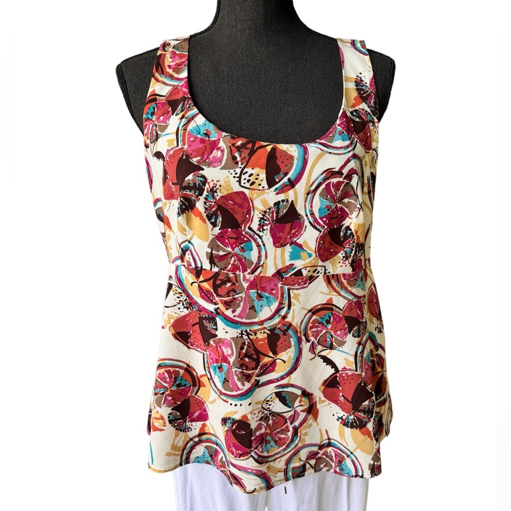 Madison Women’s Studio Sleeveless Browns Geometric Print Fully Lined Side Zipper